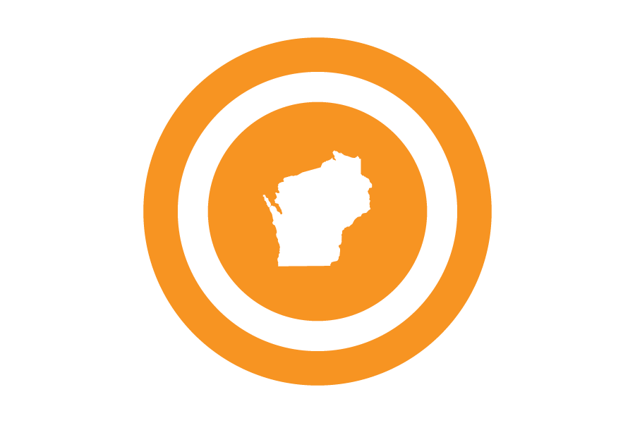 Icon of Wisconsin on an orange background